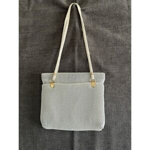 Vintage Beaded Purse By Warren Reed : White Beads With Gold Accents : 60's